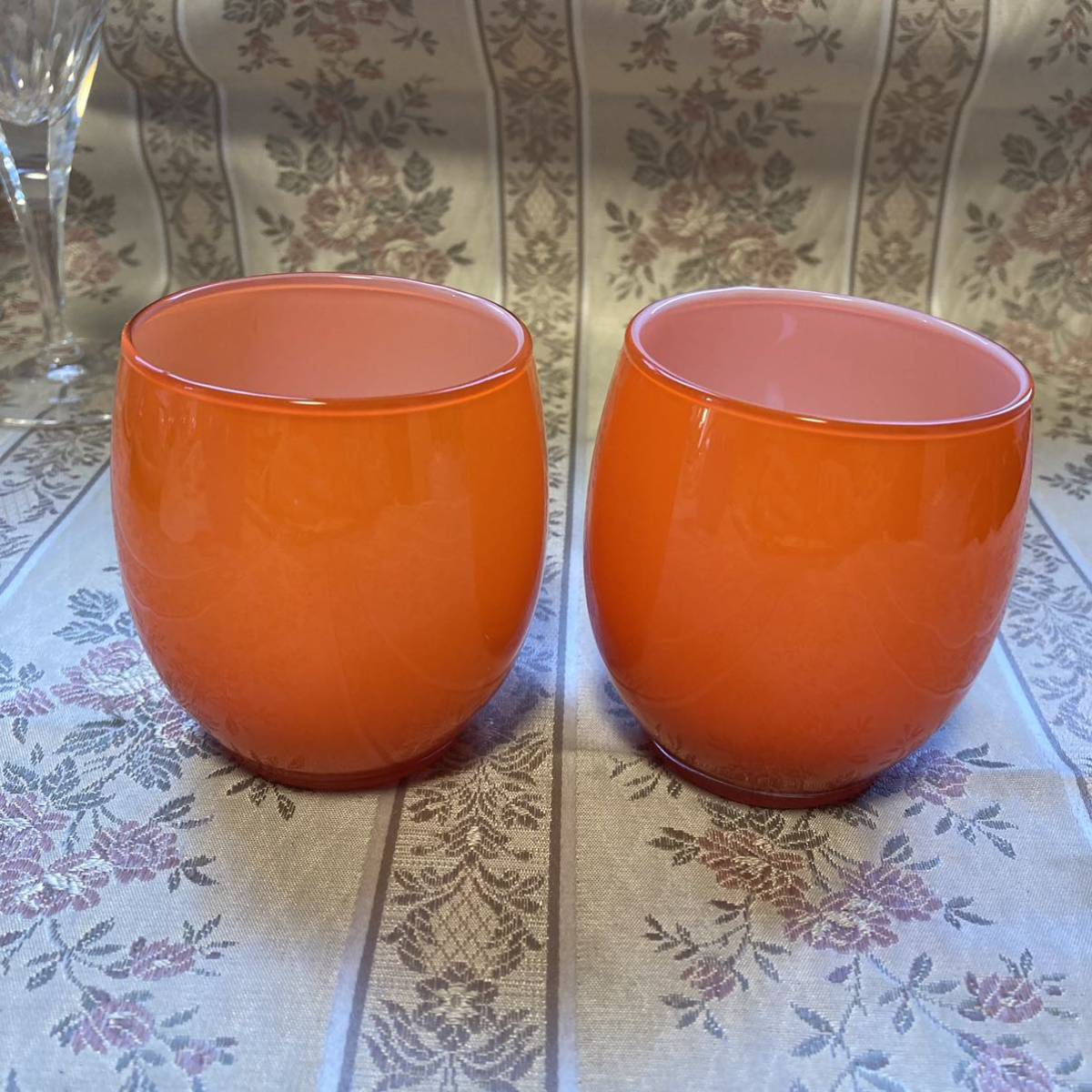  beautiful goods * stone . glass MAJOLICANmajoli can orange tumbler glass pair 