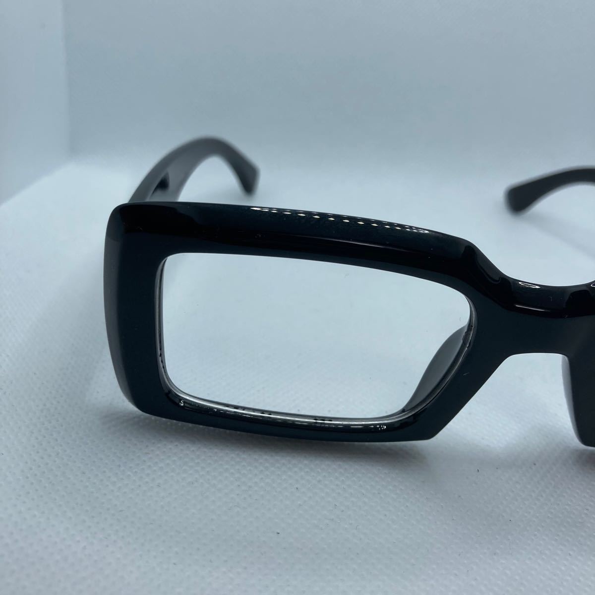 14平方ブラック太セルフレームUVサングラス眼鏡メガネ長方形レトロ