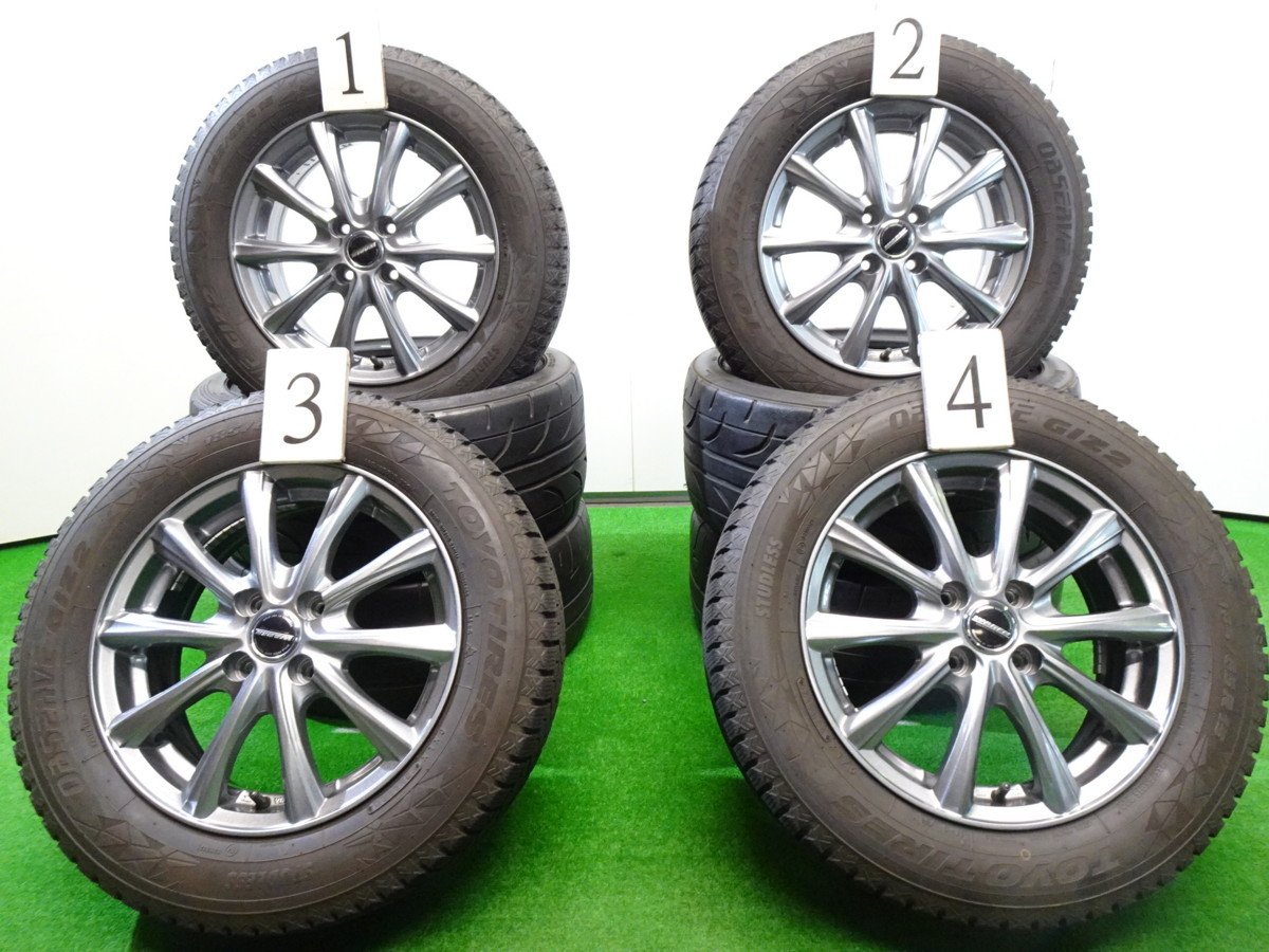 4本 社外 15インチ 5.5J +43 4H 100 スタッドレス TOYO オブザーブ