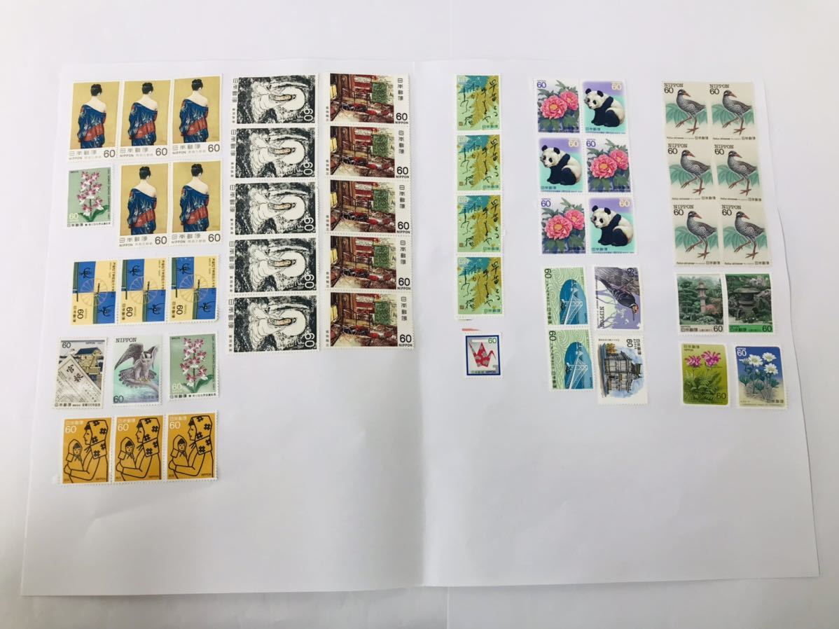 【◆A3用紙】台紙貼り切手 まとめ 4枚　日本　60円　記念切手　1枚に60円切手が50枚貼られています　総額面約12,000円分_画像4
