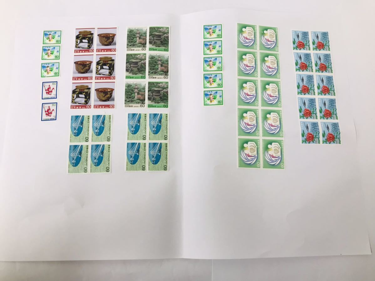 【◆A3用紙】台紙貼り切手 まとめ 4枚　日本　60円　記念切手　1枚に60円切手が50枚貼られています　総額面約12,000円分_画像5