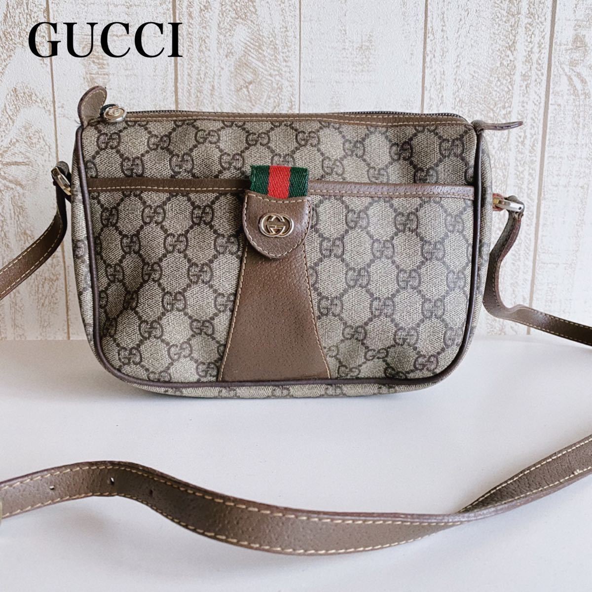 美品☆ 希少 オールドグッチ シェリーライン GG ショルダーバッグ