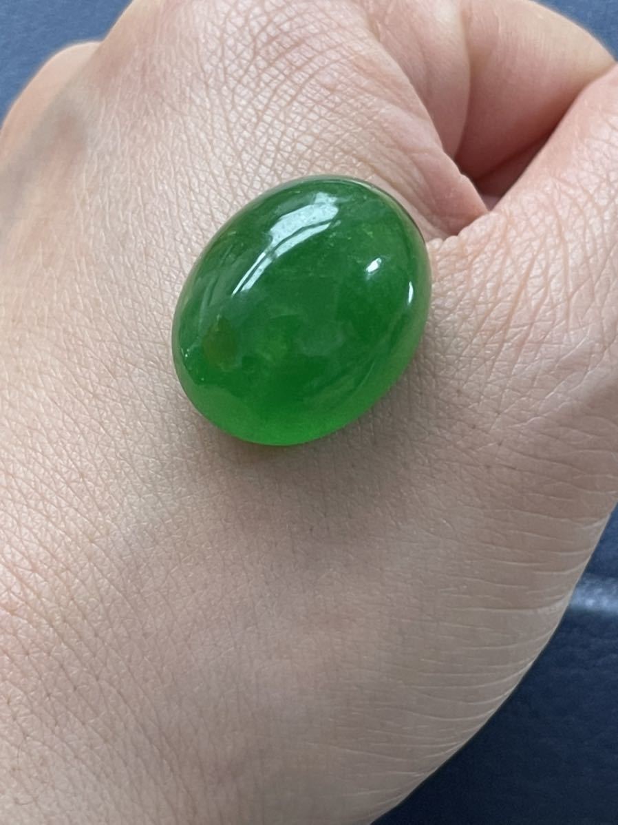 半額セール 天然翡翠裸石 アイスジェイダイト カボションルース 高級jewelryジュエリーオーダーメイド用 綺麗な緑色 重さ42.0ct MIRE1104 1