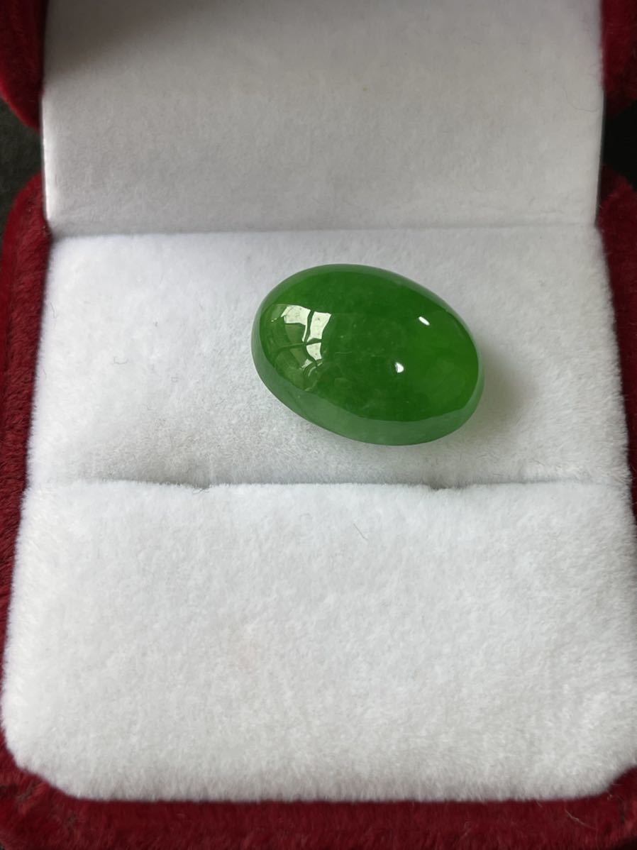 海麗　天然翡翠裸石 アイスジェイダイト カボションルース　高級jewelryジュエリーオーダーメイド用 裸石 綺麗な緑色 重さ17.0ct MIRE1106_画像3