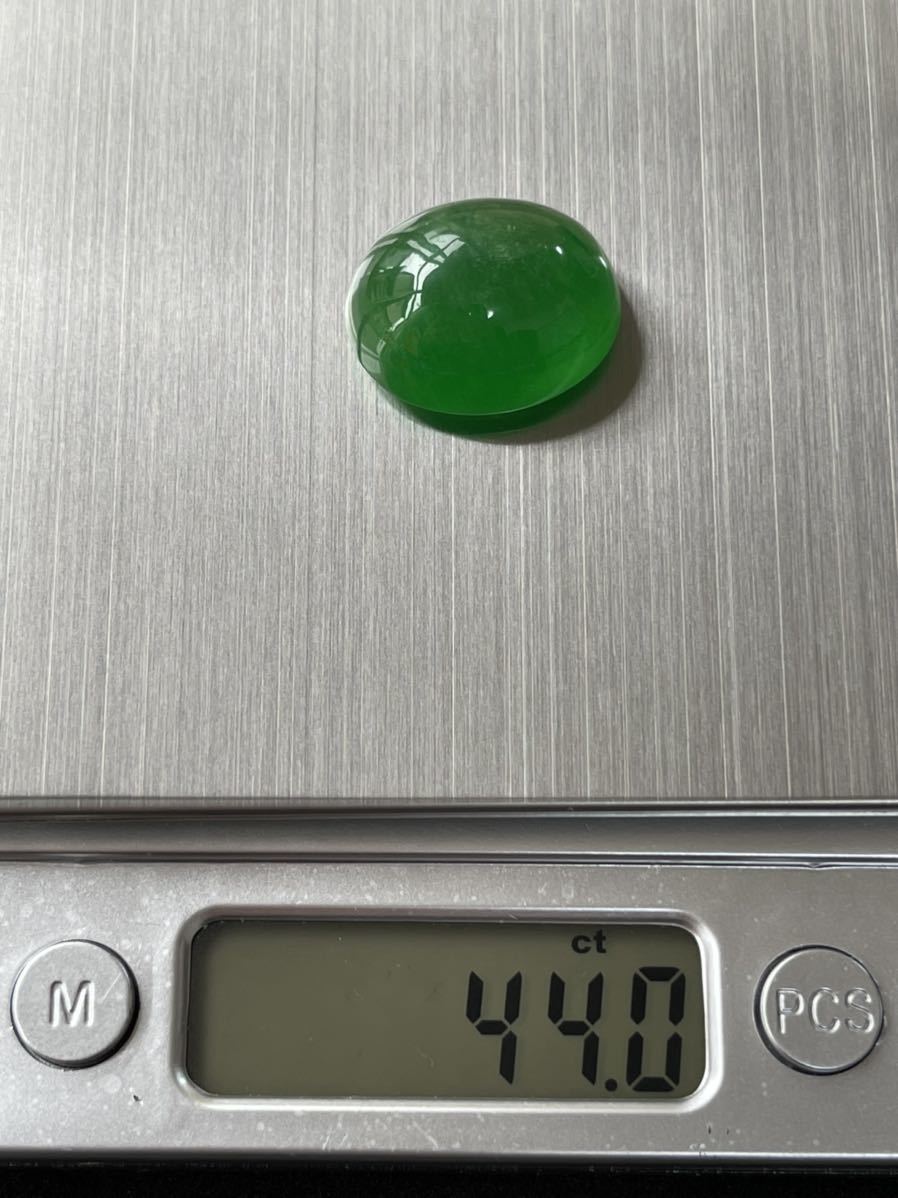 海麗 大粒 天然翡翠裸石 アイスジェイダイト カボションルース 高級jewelryジュエリーオーダーメイド用 綺麗な緑色 重さ44.0ct