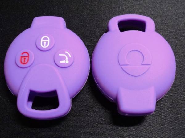 Smart スマート フォーツー カブリオ 451 リモコンキー カバー3つボタン用　【紫】_カバー外観（裏面ロゴマーク付き）