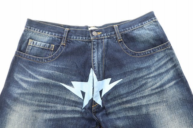 グットイナ APE エイプ フロントスター スター デニムパンツ プリント