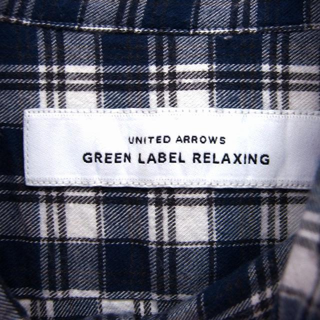グリーンレーベルリラクシング ユナイテッドアローズ green label relaxing カジュアル シャツ ボタンダウン 長袖 綿 柄 L 紺 /HT32 メンズ_画像3