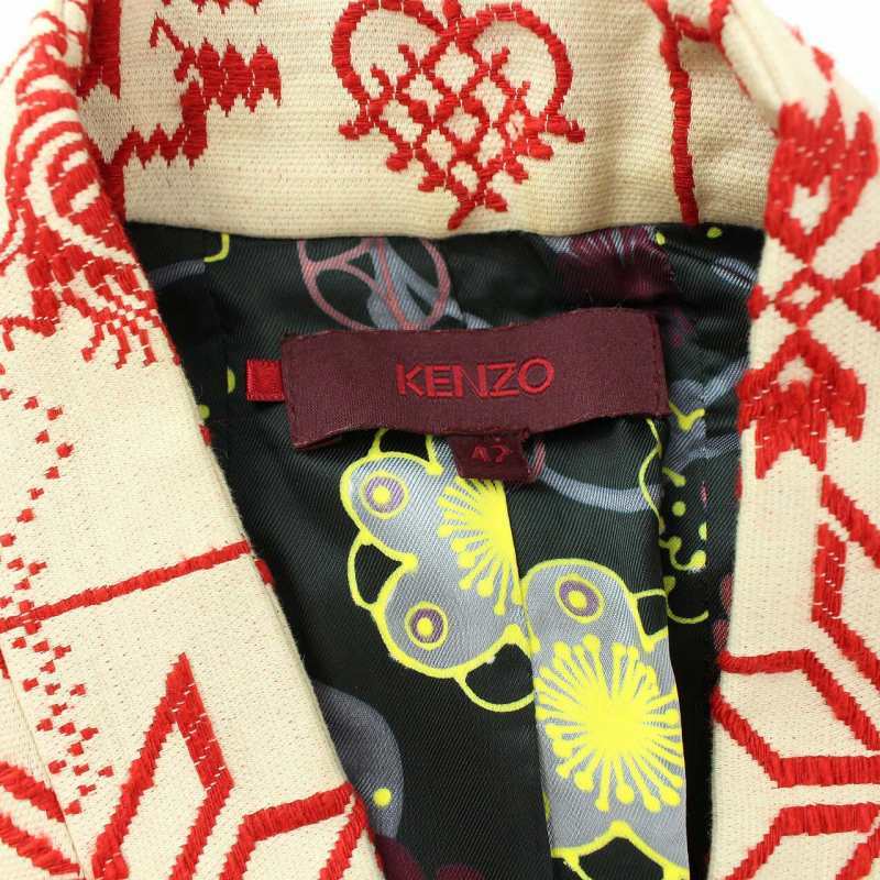 ケンゾー KENZO ジャケット アウター 着物風 動物柄 刺繍 ビーズ装飾