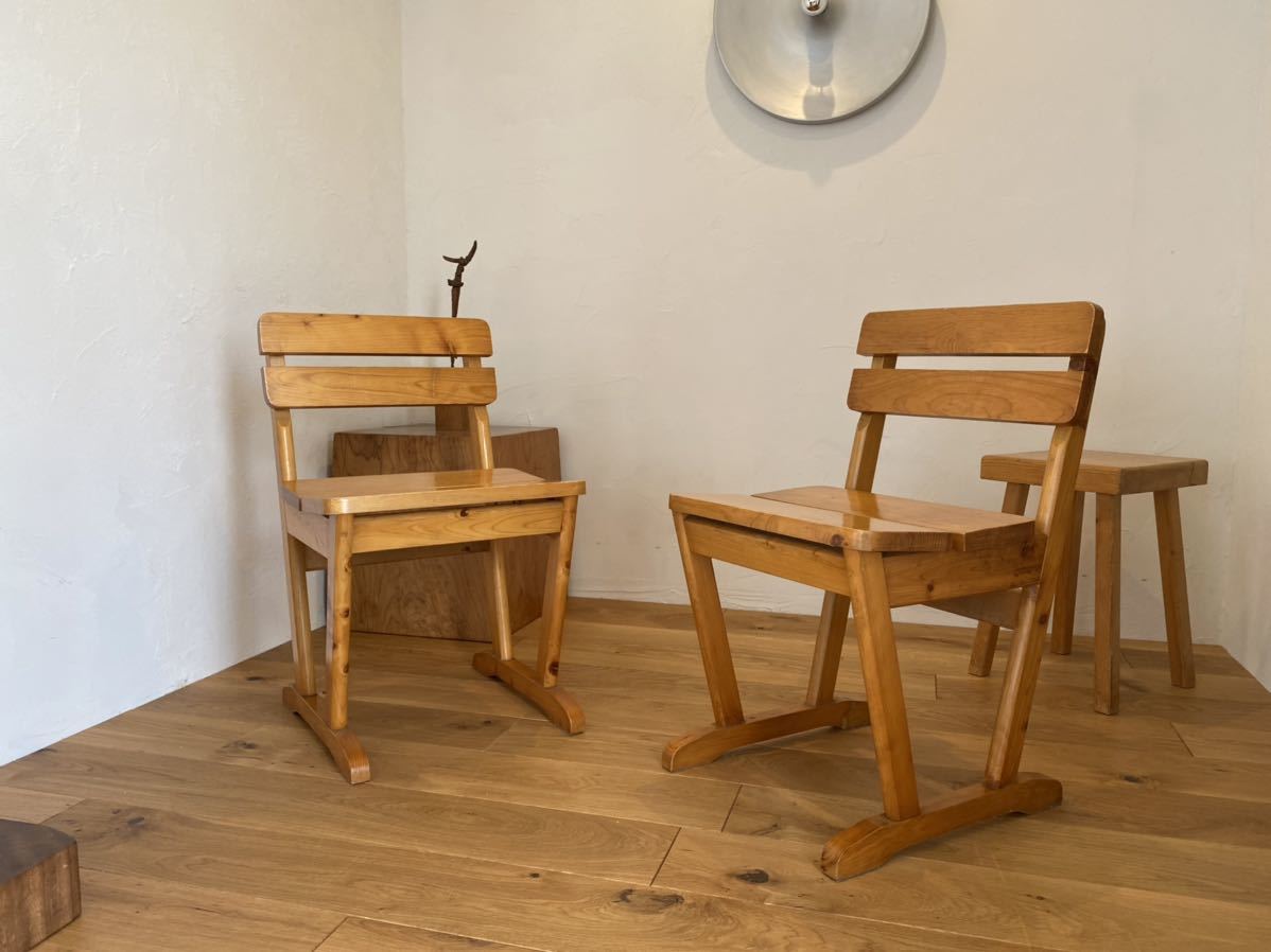 ①1970's Vintage chair / Pierre Chapo フランス Les arcs Charlotte ...