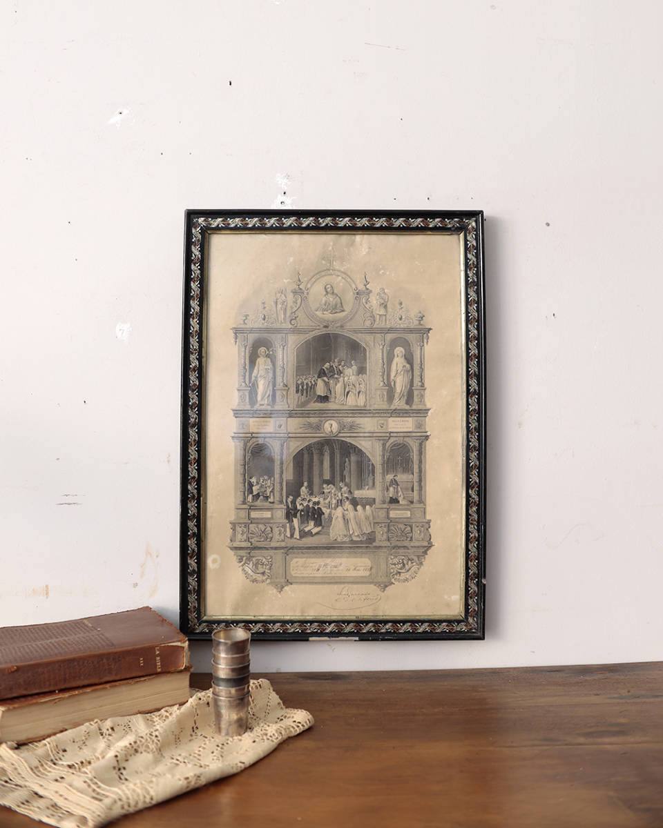 jf02211. country * France antique * miscellaneous goods wall art illustration entering frame art frame picture work of art picture frame Picture poster 
