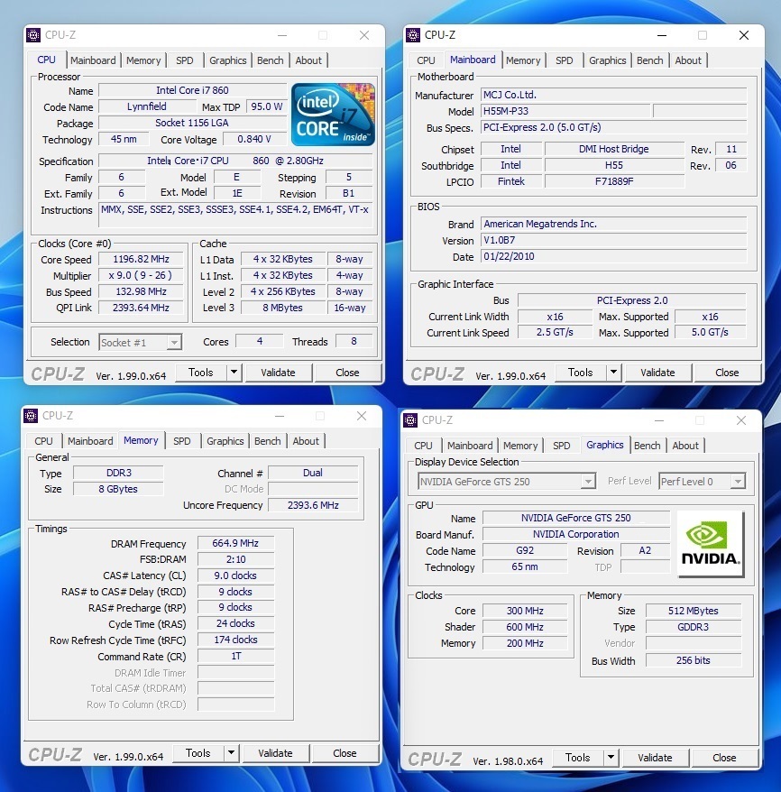 Win11 高速起動!! i7-860 ・大容量新品SSD256GB・大容量HDD1.0TB・大