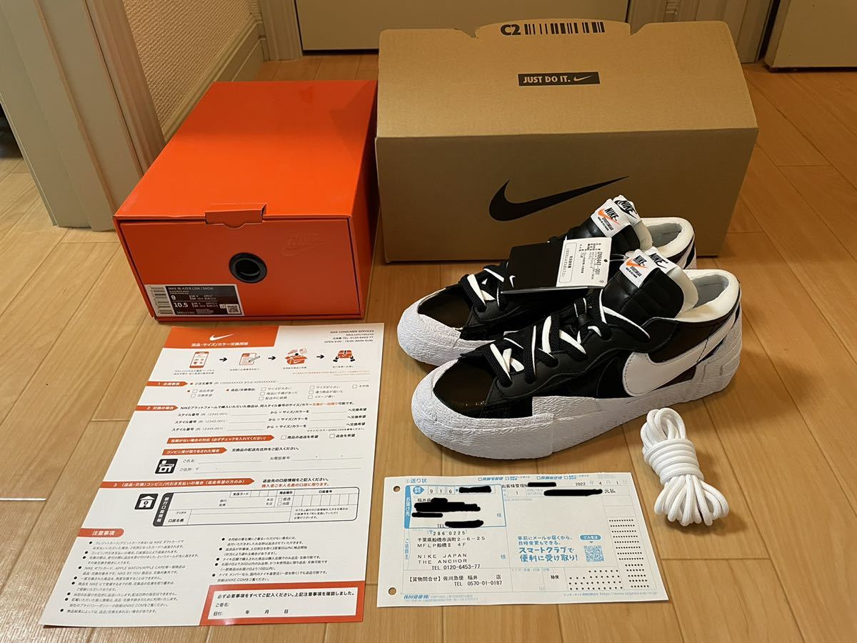 27cm sacai × Nike Blazer Low Black Patent Leather NIKE BLAZER LOW / SACAI サカイ ナイキ ブレーザー ロー ブラック パテントレザー黒_画像1