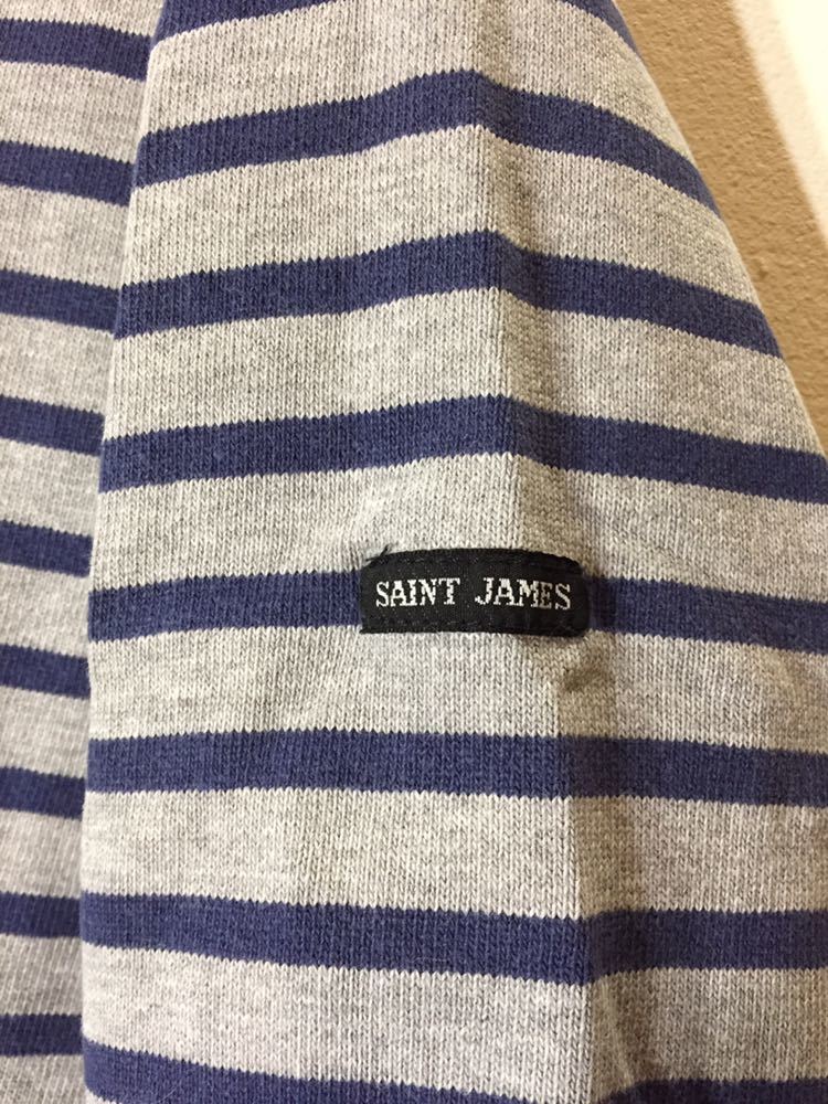 80's 90's Euro フランス製 ビンテージ SAINT JAMES セントジェームス ボーダーカットソー ロンT グレー ネイビー ボートネック vintage_画像6