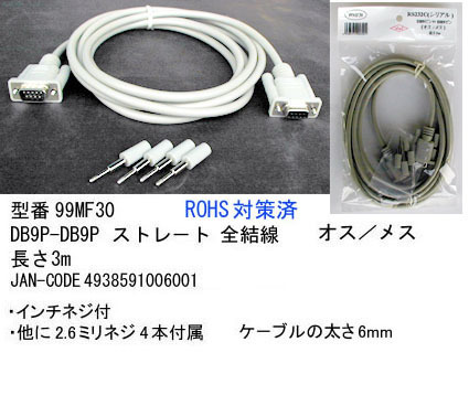 RS-232C cable (DB9Pin: male = female )/3m(R2-99MF30)