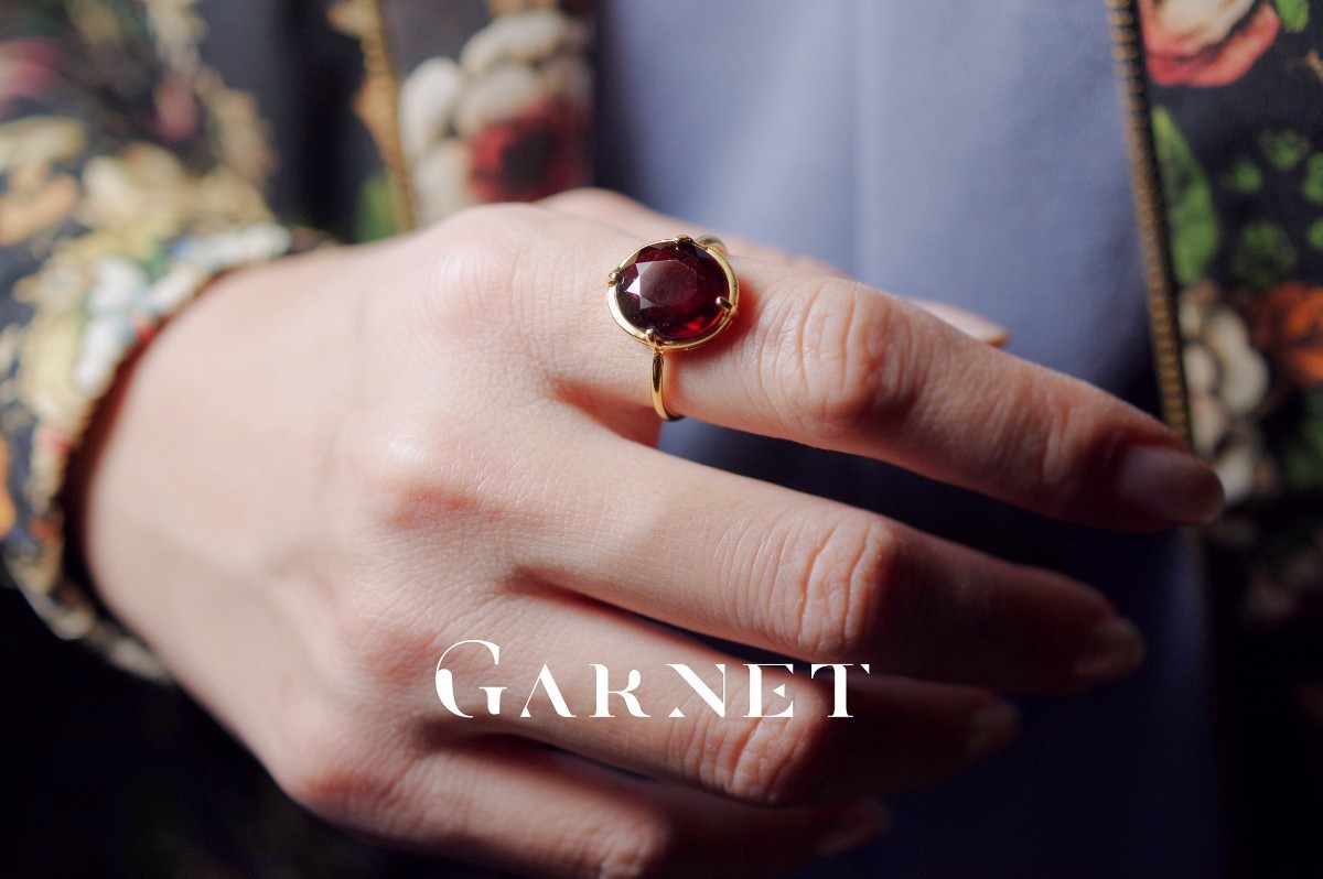 新作『Garnet』世界でひとつの天然石リングsv925+22kgpコーティング