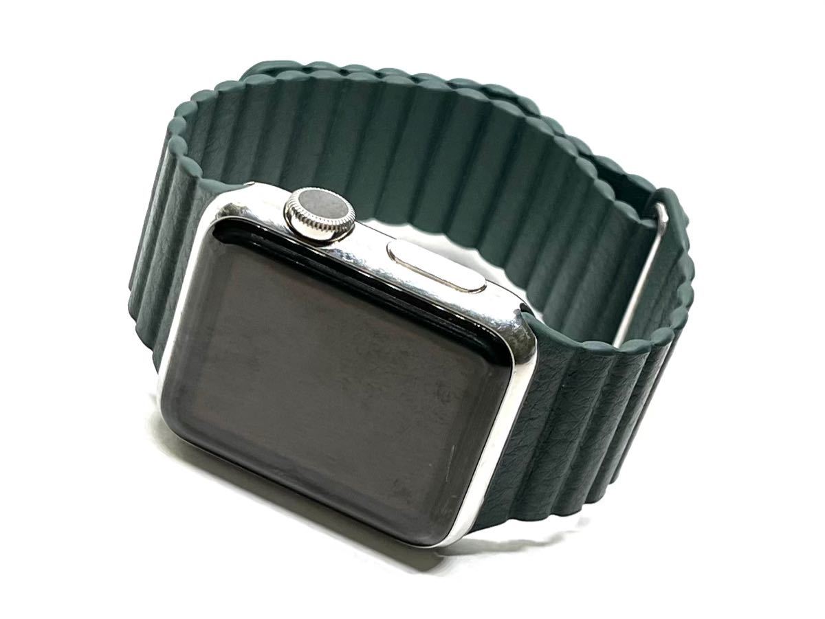 PayPayフリマ｜カーキ アップルウォッチバンド レザーループ 皮革ベルトApple Watch