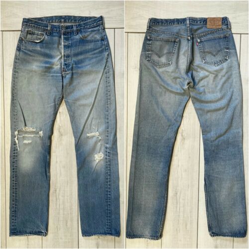 Levis sz 33x35 Jeans Vintage 501 2501 March Fly Button 海外 Distressed 1986 新作商品 Faded SALE 59%OFF 即決