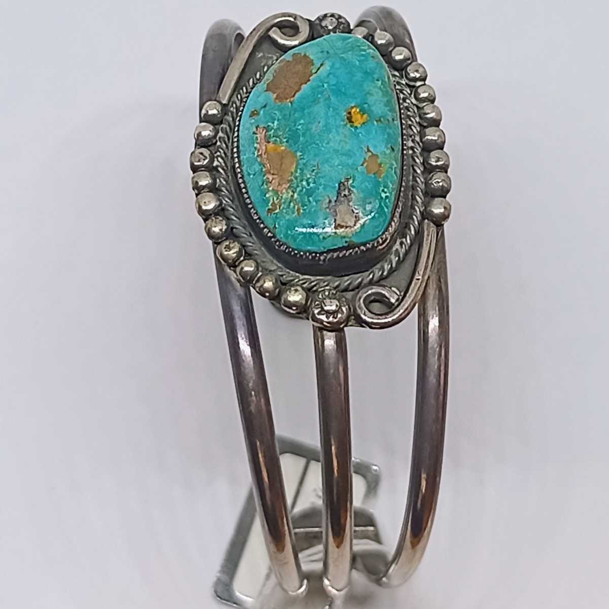 USA индеец ювелирные изделия TurquoiseOLDDEADPAWN бирюза бирюзовый серебряный Navajo автор Navajo браслет браслет ширина 64 длина 38 толщина 10mm36g серебряный 