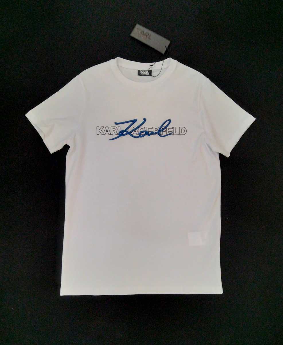 【SALE】 KARL LAGERFELD ロゴ刺繍・プリントTシャツ L ￥18,700 755053 カール・ラガーフェルド_画像1