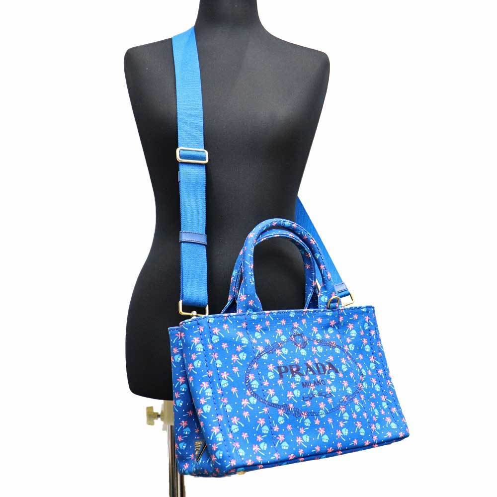 未使用)プラダ PRADA カナパ 2way トートバッグ ハンドバッグ ブルー