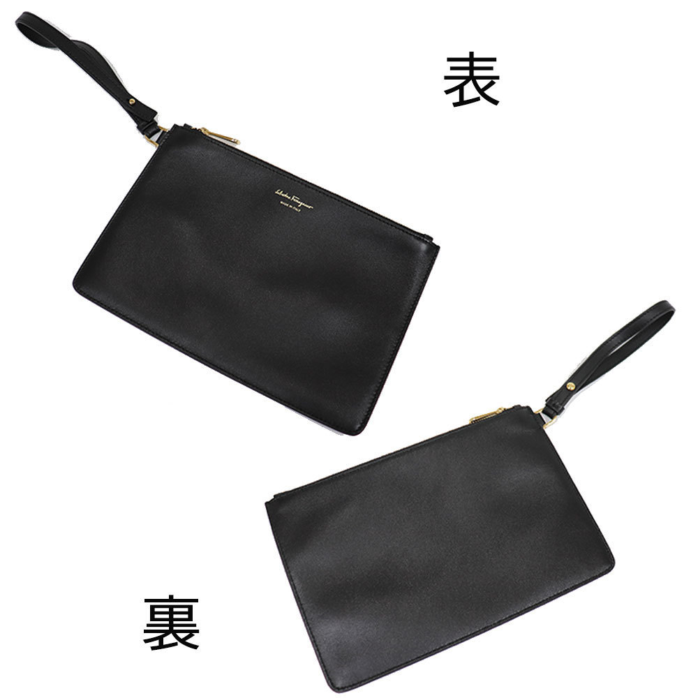 (美品)フェラガモ FERRAGAMO トートバッグ ガンチーニ AU-21 H655 ブラック レザー ポーチ付き 8240_画像9