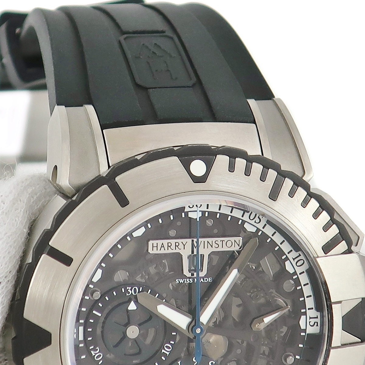 【3年保証】 ハリーウィンストン オーシャン クロノグラフ OCSACH44ZZ001 スケルトン 黒 自動巻き メンズ 腕時計_画像4
