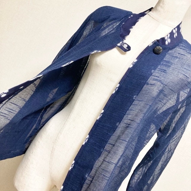 #anc 宮田織物 絣百選 カーディガン 藍色 趣味の織物 絣 レディース [714844]_画像3
