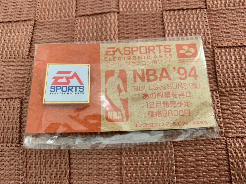 SFCソフト非売品販促品 エレクトリック アーツ ビクター NBA 94 ピンバッジ Electronic Arts スーパーファミコン グッズ not for sale 新品_画像2