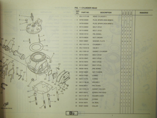 送料無料YZ250パーツリスト5DJ3価格表付CG01C_画像3
