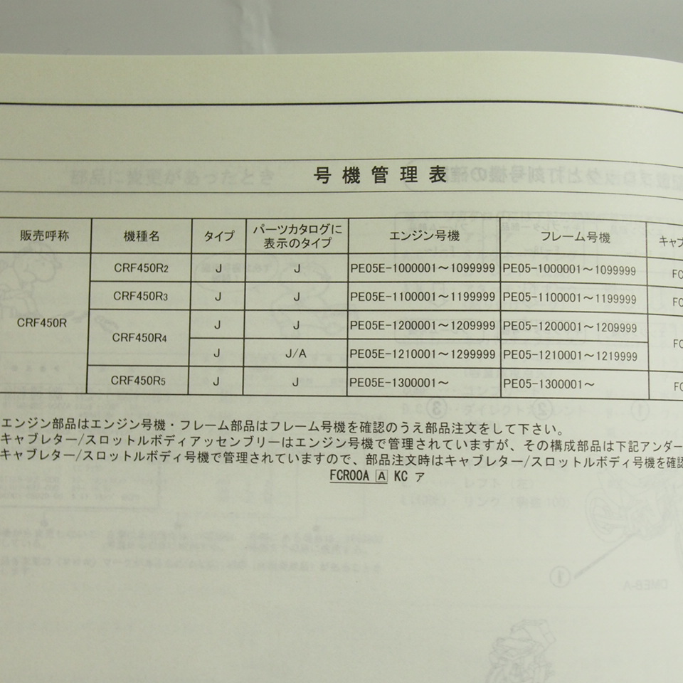 ネコポス送料無料4版CRF450R/PE05-100/110/120/121/130パーツリストCRF450R2/3/4/5_画像3