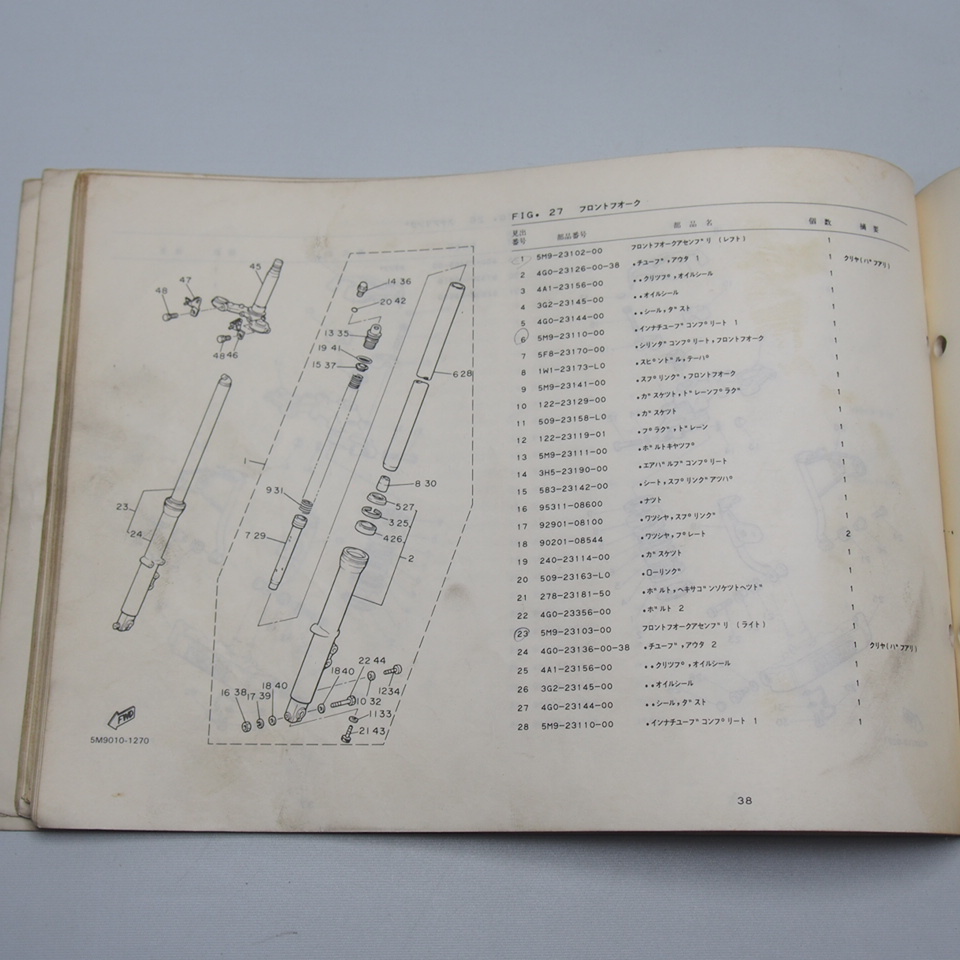 ネコポス送料無料/破れ補修跡ありXJ400D/5M9パーツリスト4G0ヤマハスポーツ昭和56年4月発行_画像3