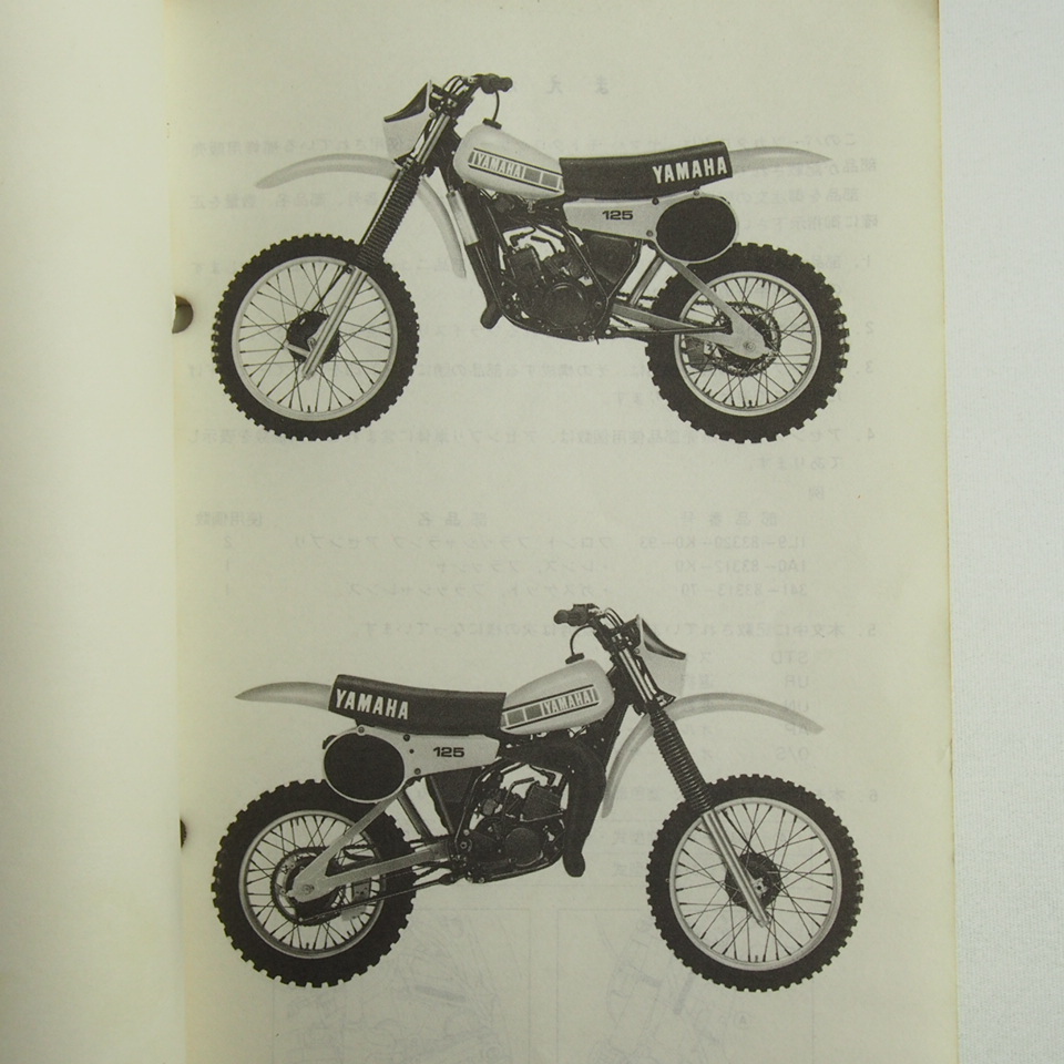 ネコポス送料無料P_1版ヤマハ/モトクロッサーYZ125パーツリスト4V2昭和55年発行_画像2