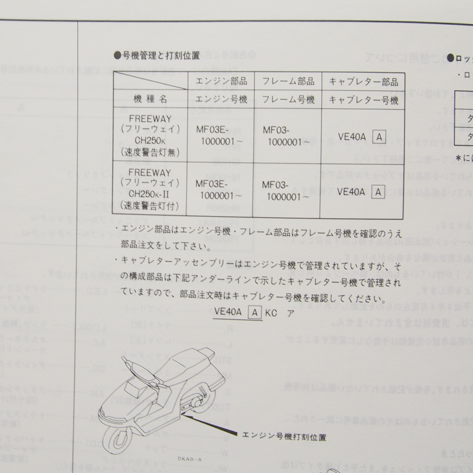 3版FREEWAYフリーウェイCH250k/IIパーツリストMF03-100送料無料_画像3
