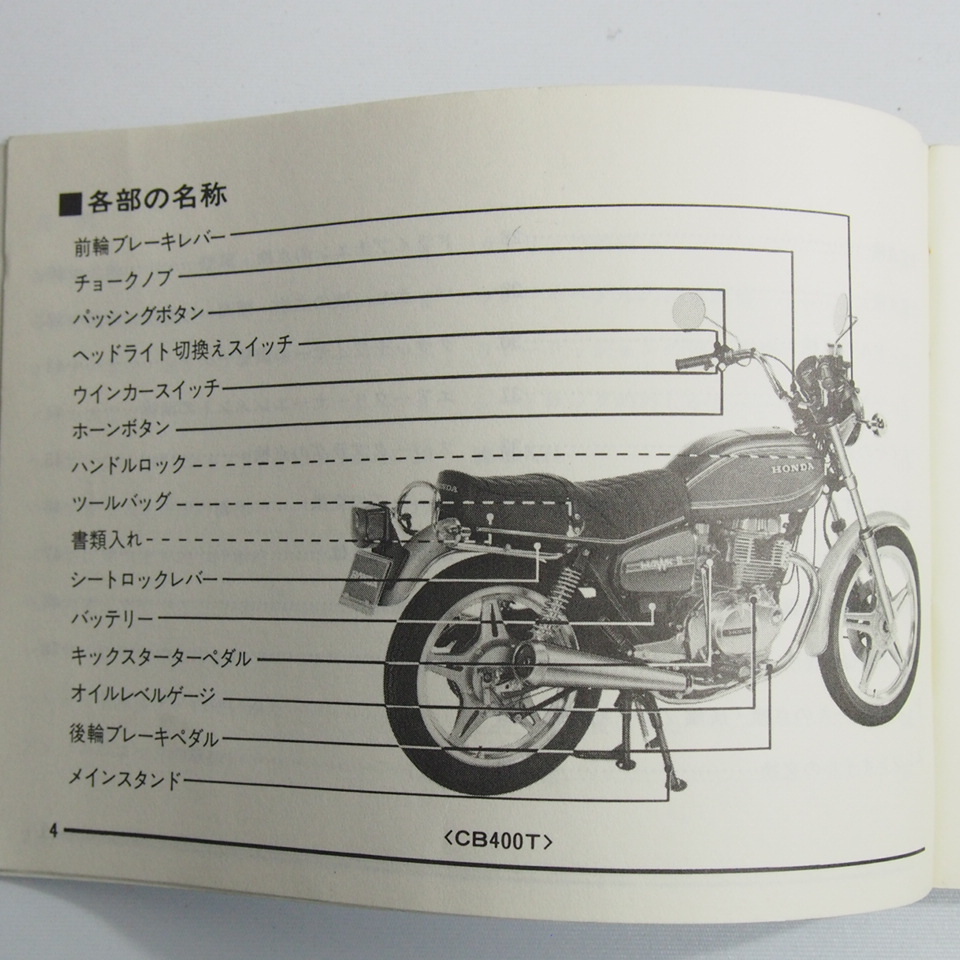 ネコポス送料無料HAWKホークCB250T/CB400T取扱説明書ホンダ配線図有オーナーズマニュアル_画像2