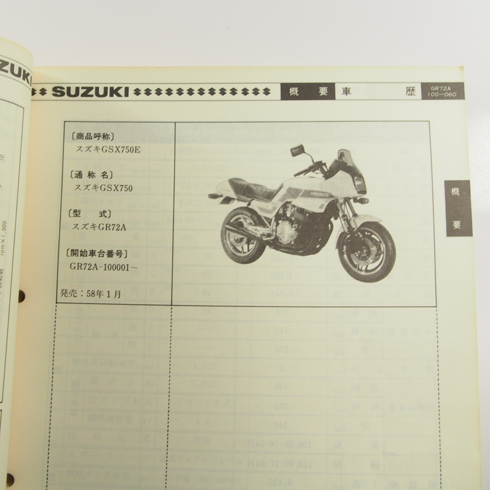 ネコポス送料無料!!スズキGSX750EサービスガイドGR72A_画像2