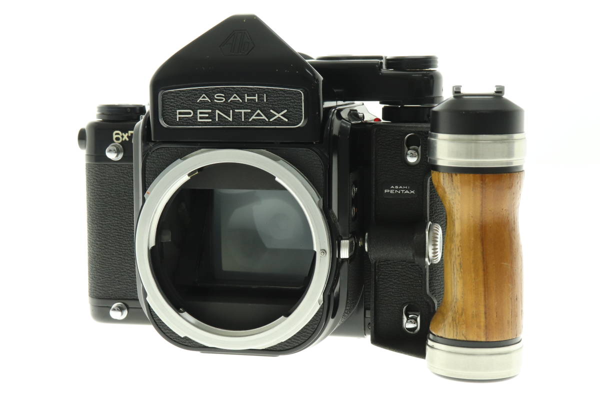 VMPD4-38-15 ASAHI PENTAX アサヒ ペンタックス 中判 フィルムカメラ ボディのみ ブラック グリップ付き 動作未確認 ジャンク_画像1