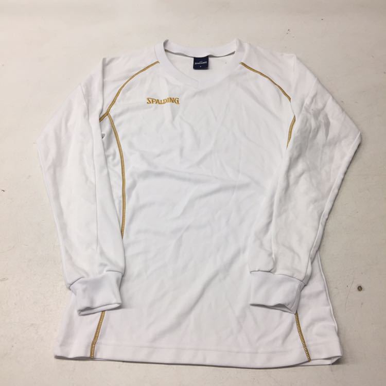 送料無料 SPALDING スポルディング 長袖Tシャツ トップス ホワイト 白 Sサイズ#40423sNj59 【在庫僅少】
