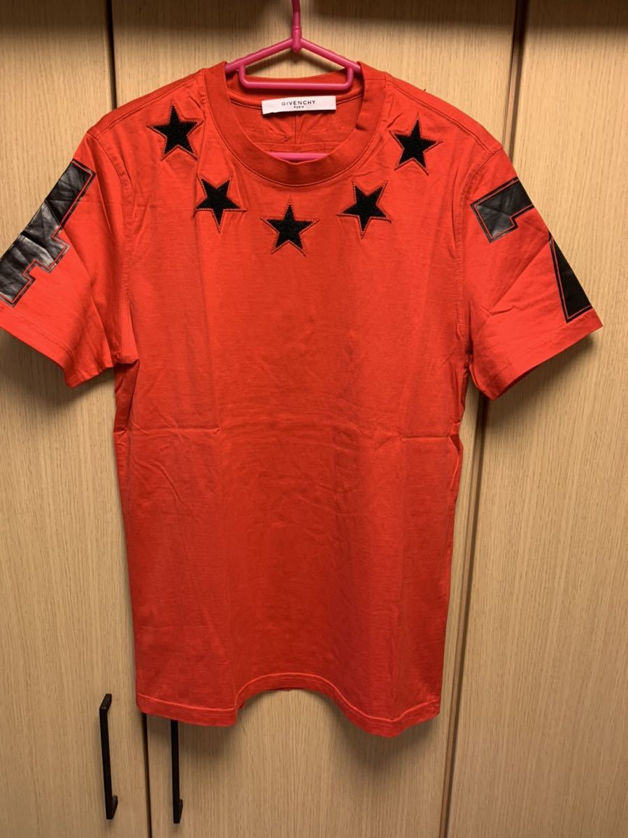 正規 16SS GIVENCHY ジバンシー ジバンシィ スター 星 パッチ アップリケ 47 ナンバリング Tシャツ 赤 S 16F 7221 651