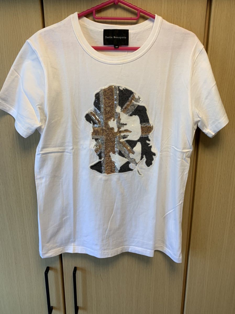 正規 16SS Dartin Bonaparto ダルタンボナパルト ダルタン ユニオンジャック スパンコール ミック Tシャツ カットソー 白 46_画像1