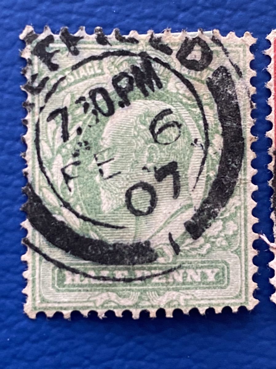イギリス切手★ジョージ国王　2種 1907年、1910年満月消印_画像2