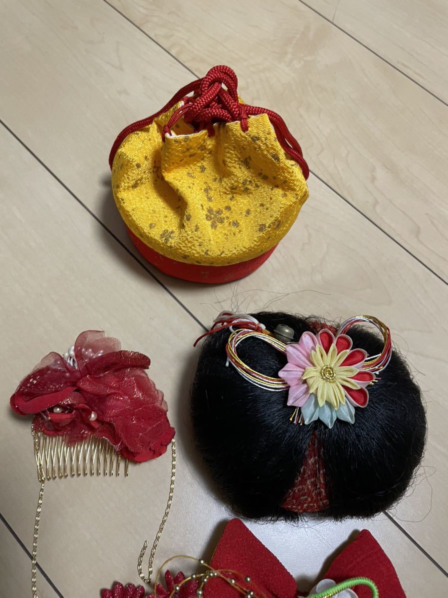 6 The Seven-Five-Three Festival etc. hair ornament back etc. set sale yellow color. back ornamental hairpin The Seven-Five-Three Festival hair ornament 