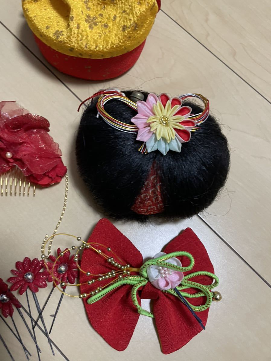 6 The Seven-Five-Three Festival etc. hair ornament back etc. set sale yellow color. back ornamental hairpin The Seven-Five-Three Festival hair ornament 