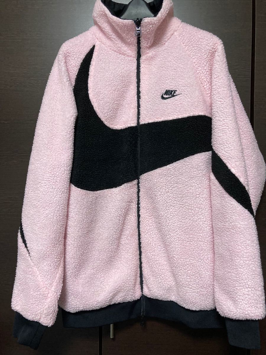 NIKE スウォッシュ 初期ボアジャケットXL 黒ピンク-