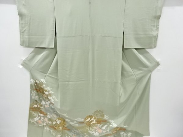 完成品 宗 金彩雪輪に草花模様刺繍一つ紋色留袖(重ね衿付き) sou 留袖