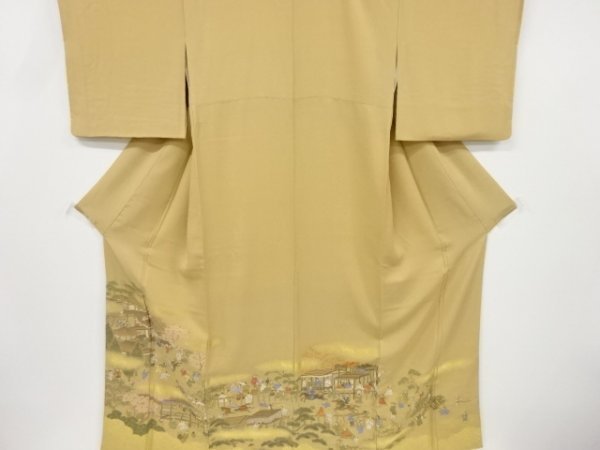 ブランド品専門の 宗 寿光織　時代人物風景模様織り出し色留袖 sou 留袖
