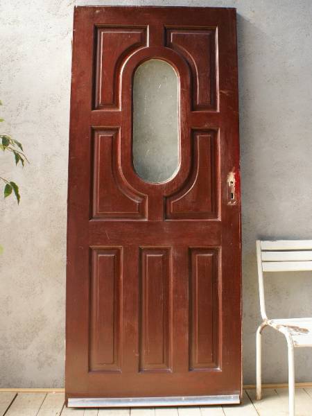 イギリス アンティーク ガラス入り木製ドア 扉 ディスプレイ 建具　6092