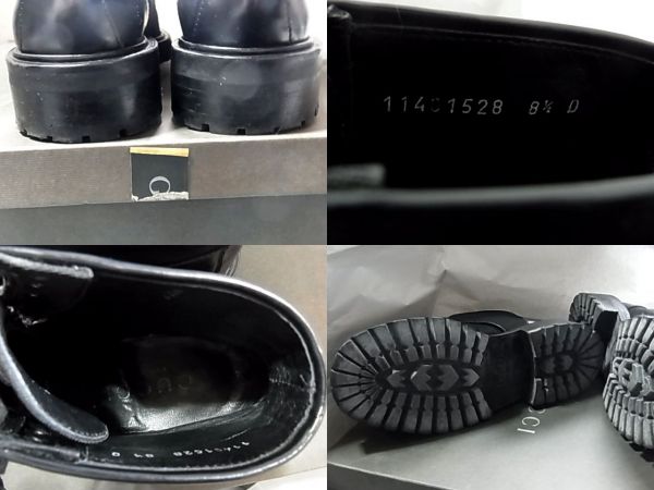 美品グッチGUCCIナイロン レザー ワーク ブーツ シューズ靴8 1/2Dブラック黒_画像3