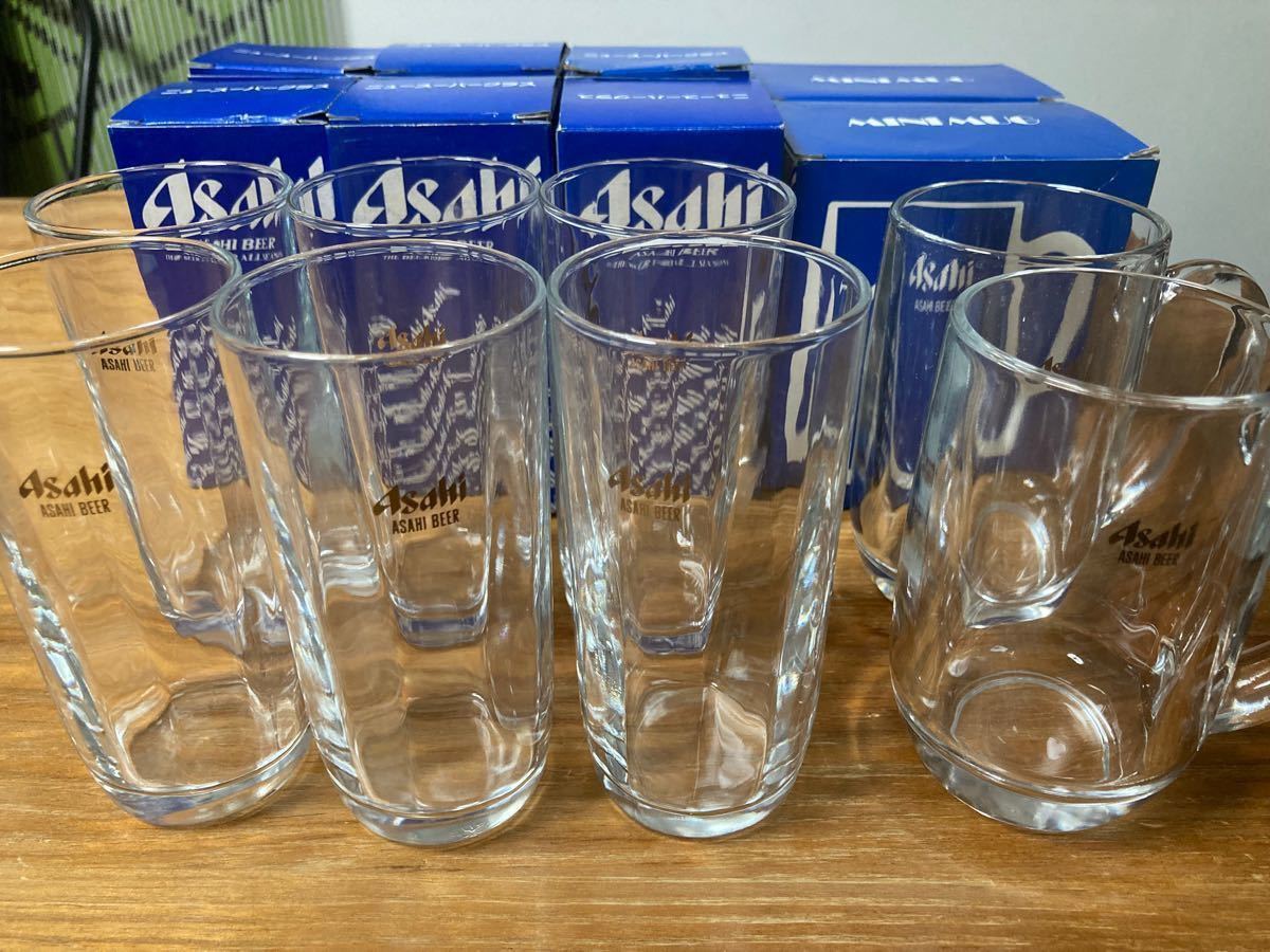 昭和レトロ】未使用 アサヒビール 小ジョッキ 2個&ミニグラス6 昭和レトロ】未使用 アサヒビール 小ジョッキ 2個&ミニグラス6