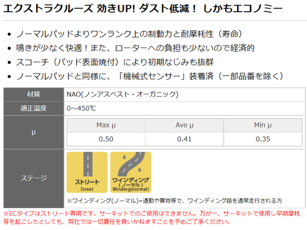 タント エグゼ L455S 09/12～12/05 ターボ無 (Solid DISC) ブレーキパッド フロント DIXCEL ディクセル EC type 送料無料_画像3